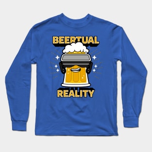 Funny Kawaii Beer Cartoon Virtual Reality Gamer AI Gift For Beer Drinkers Long Sleeve T-Shirt